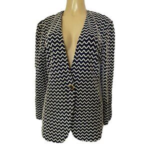 St John Knit Jacket Cardigan Blazer Sweater Long Sleeve One Button Navy …